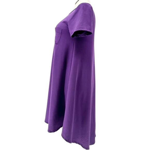 LuLaRoe Carly Dress Womens M Purple Short Sleeve Relaxed Fit With Pocket Comfy - Picture 9 of 10